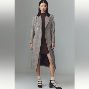ANTHROPOLOGIE Avec Les Filles Double Breasted Plaid Tailored Coat Size S